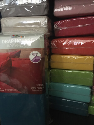 Drap housse uni 2 pers