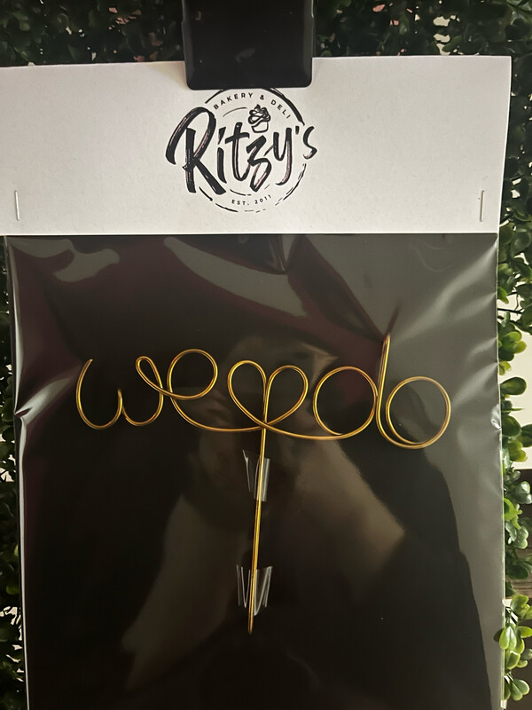 Wire “We Do” Cake Topper- Gold