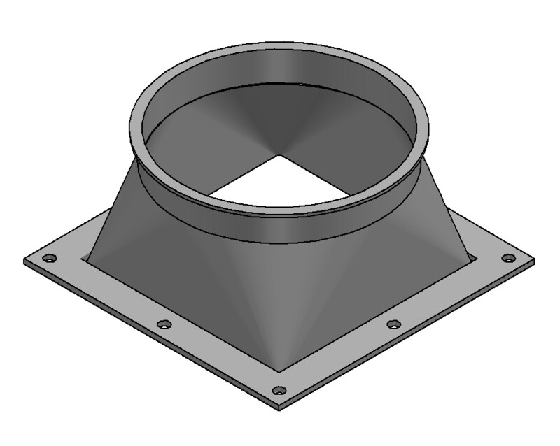 Übergangsstück eckig auf rund