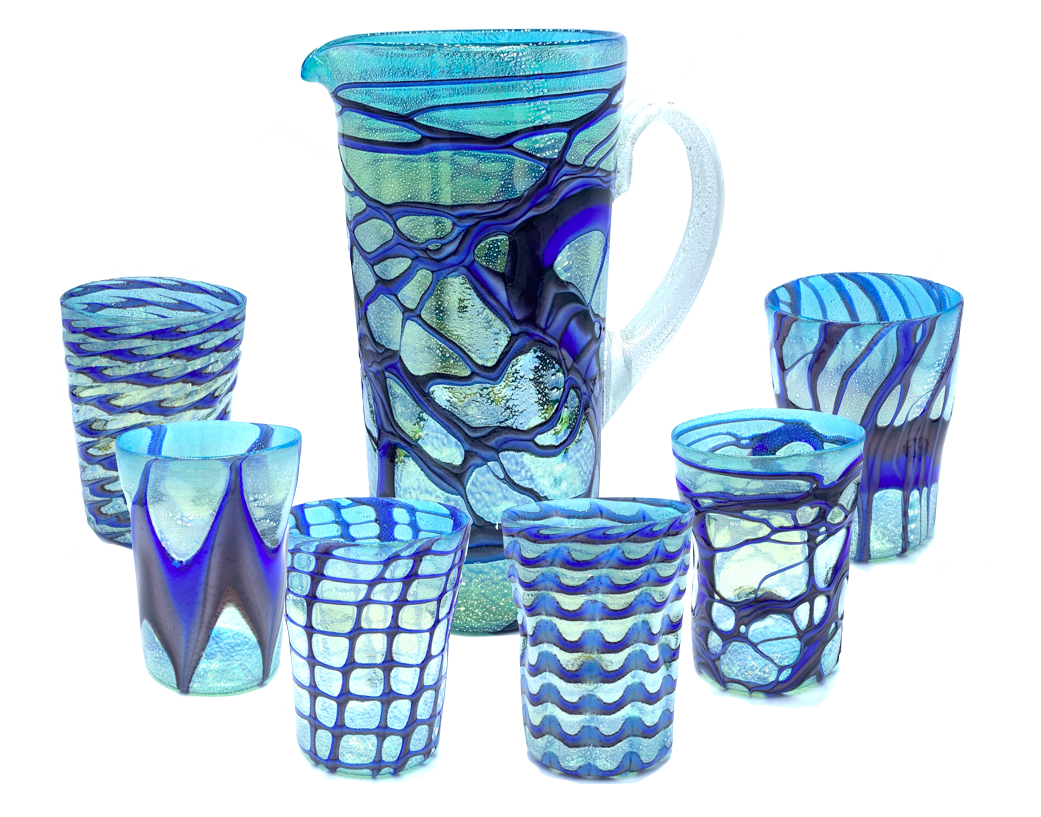 MERMAID SET 6 Glasses &amp; pitcher