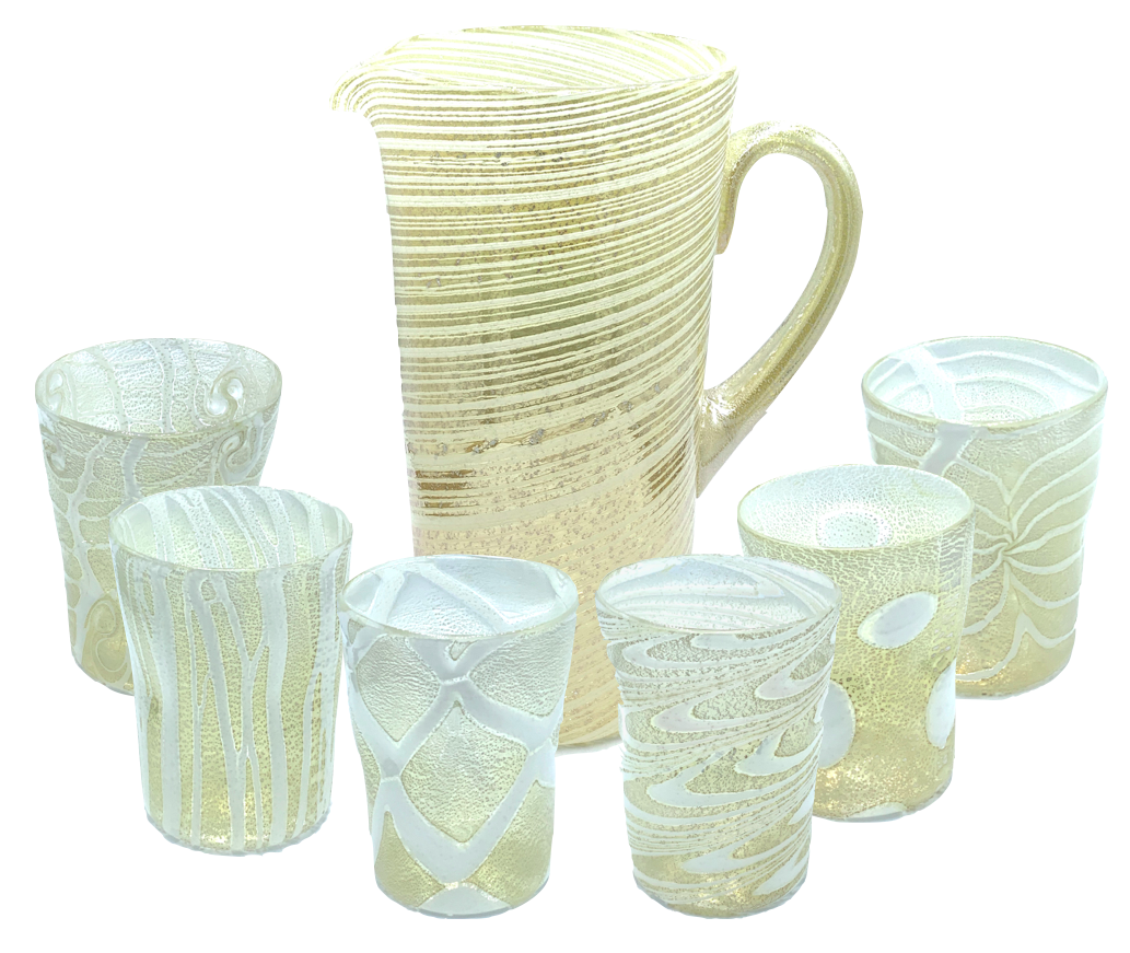 SNOW FLAKE SET 6 Glasses&amp; pitcher