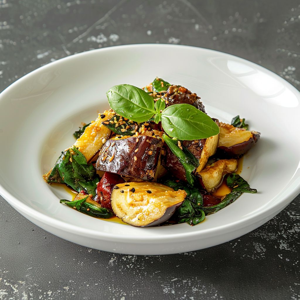 Fresh aubergine and spinach