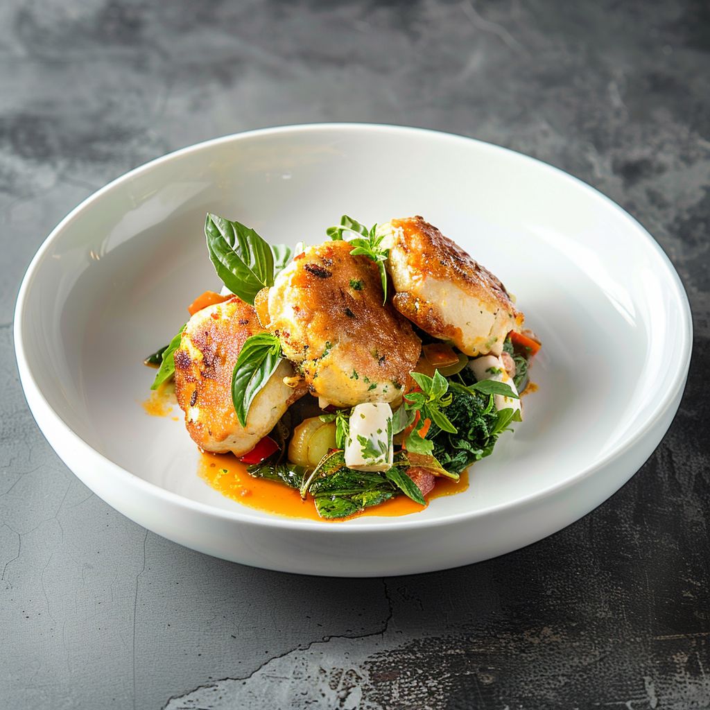 Pan fried chicken cake