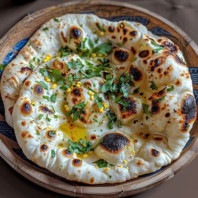 Vegetable and shallots filled naan