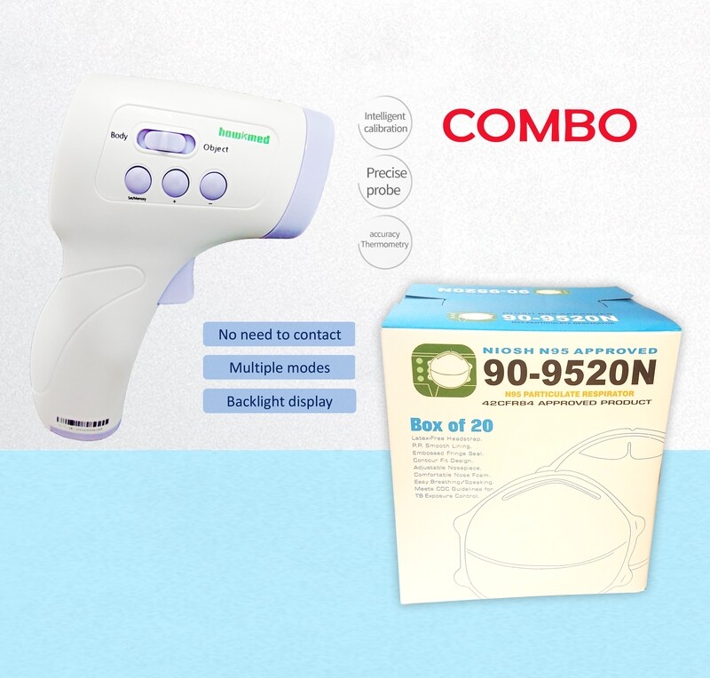 COMBO Thermometer and N95 Mask Box 0f 20