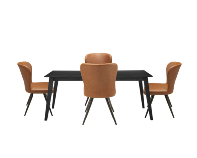 Table et 4 chaises Amélie Cognac .
