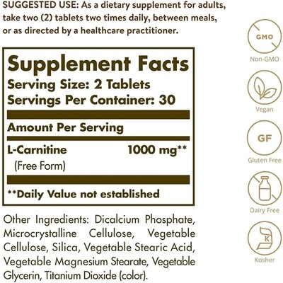 l carnitine 500 mg solgar Solgar Carnitine 500mg 60 tablets