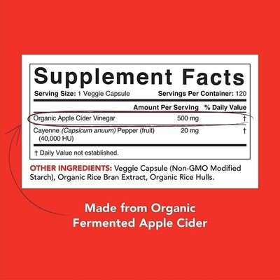 Sports Research Apple Cider Vinegar 500mg 120 veggie caps