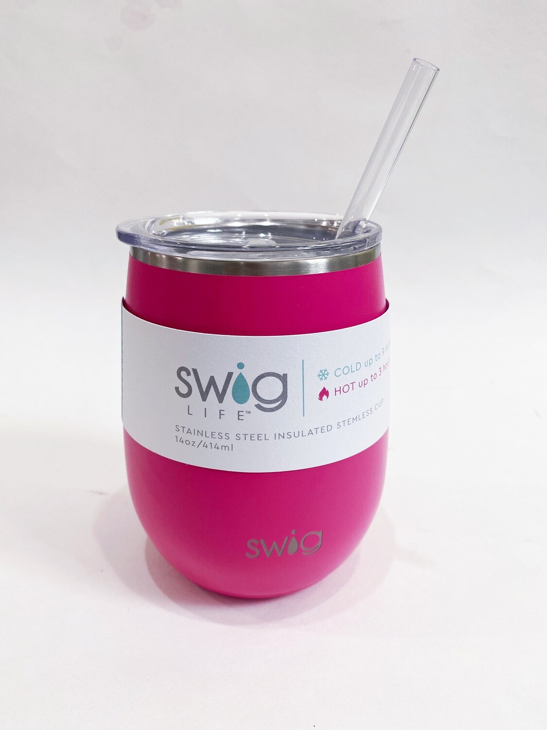 SWIG Matte Hot Pink Stemless Wine Cup (14oz)