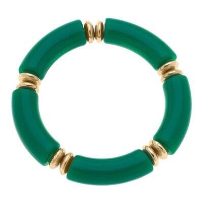 Lelani Disc Resin Stretch Bracelet in Green