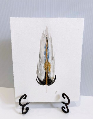 8x10 Original feather painting by GG Art