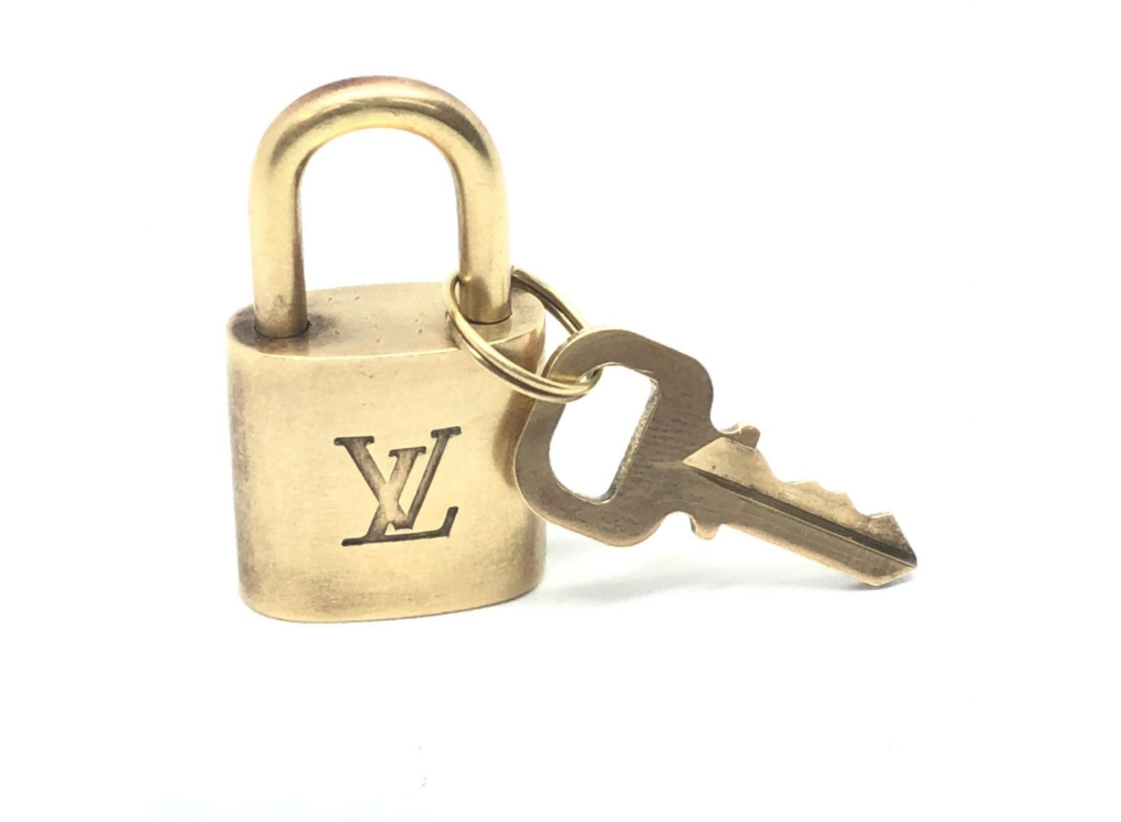 LOUIS VUITTON AUTH BRASS #322 LOCK KEY PADLOCK- POLISHED! Fits all bags! USA