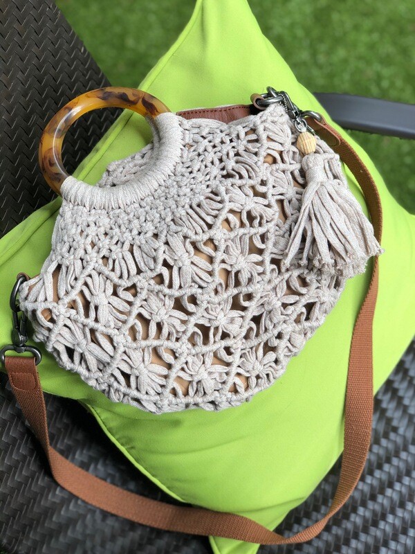 The Sak Helena Crochet Circle Handle Crossbody Ecru