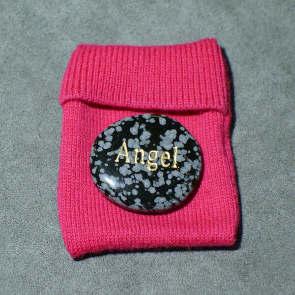 Snowflake Obsidian Word Stone with Small Courier