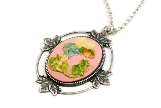 Pink Fairy Cameo Necklace
