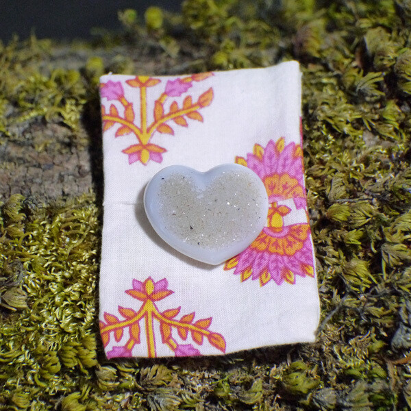 Druzy Heart with Small Courier
