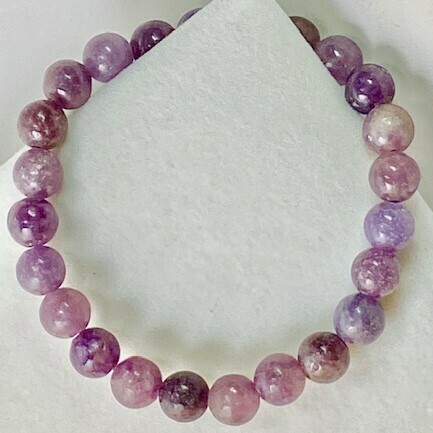 Lepidiolite Gemstone Bead Bracelet 8mm