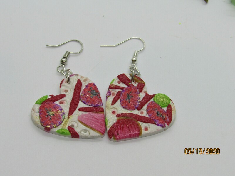Red/White heart earrings