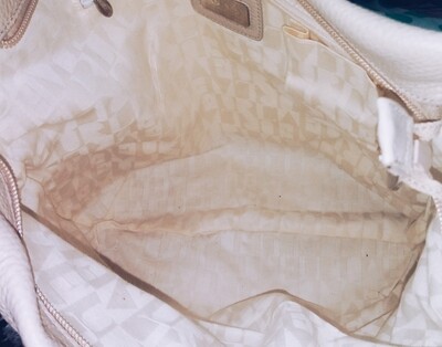 Cream Furla rivet shoulder bag