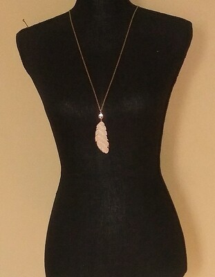 Vegan leather feather necklace