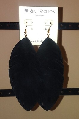 Vegan suede feather earrings