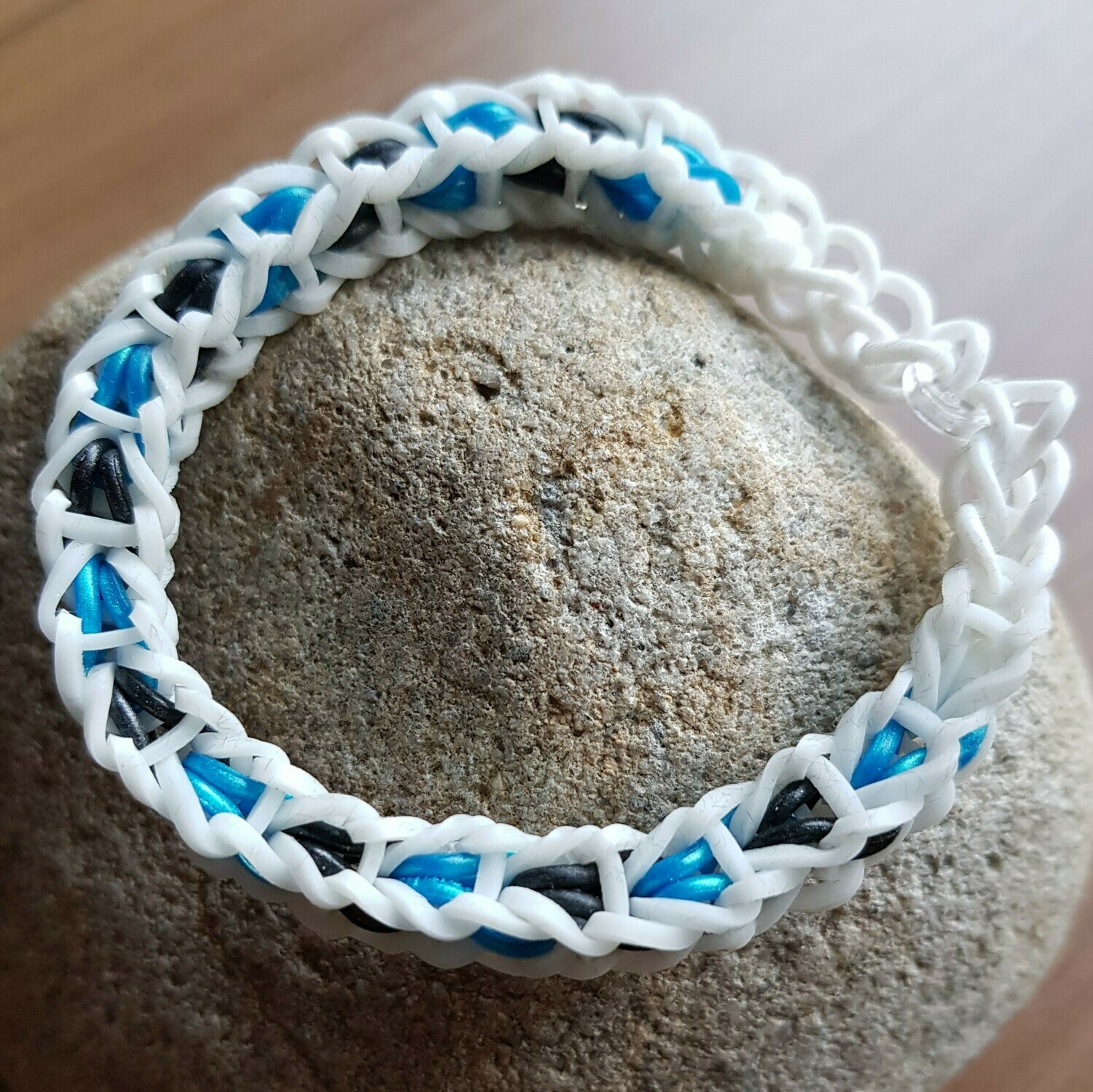 White Carolina Panthers Box Stitch Bracelet