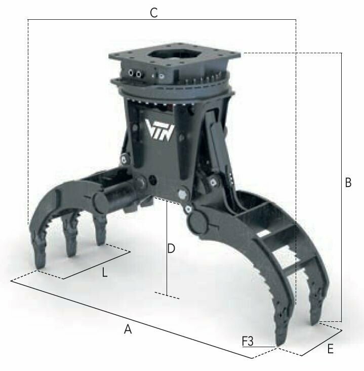 PM400 ROTATING GRAB for EXCAVATOR from 13,000 to 22,000 Lbs