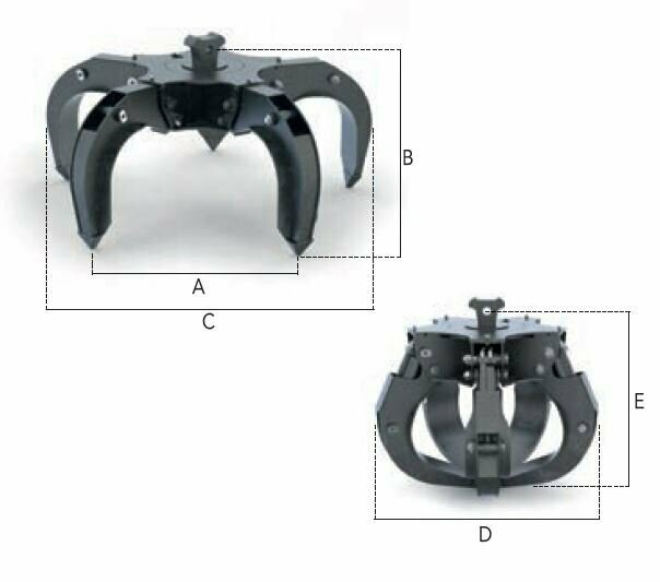 92EC600 ROTATING POLYP GRAB for EXCAVATOR from 45,000 to 53,000 Lbs