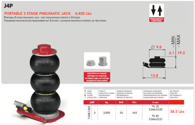 OLMEC J4P PNEUMATIC JACK (4,400 Lbs)