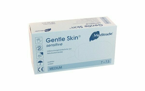 Untersuchungshandschuhe, sensitive, puderfrei, Größe M, 100 Stück.