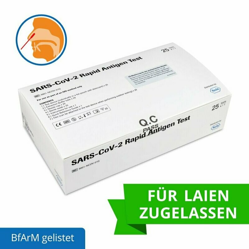 Roche SARS-CoV-2 Rapid Antigen Test für Laien - 25 Stück im Karton Roche SARS-CoV-2 Rapid Antigen Test für Laien - 25 Stück im Karton