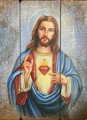 Sacred Heart Of Jesus Wood Plaque
