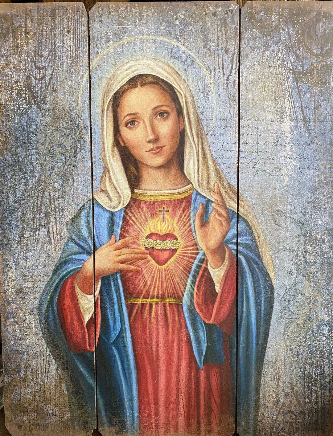 Immaculate Heart of Mary Wooden Plaque