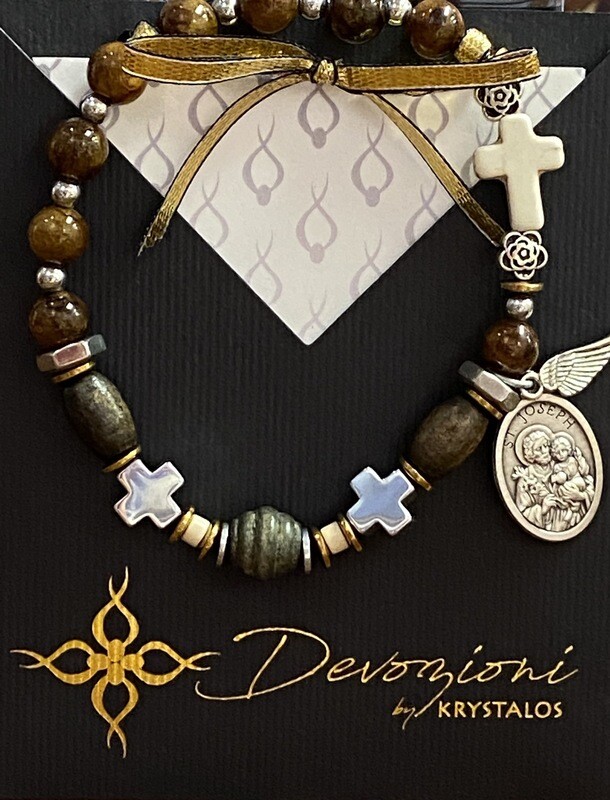 St. Joseph Elastic Rosary Bracelet, Men’s