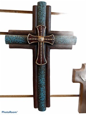 Copper And Turquoise Wall Cross