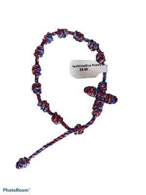 Red White And Blue Cord Rosary Bracelet