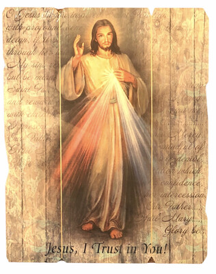Divine Mercy Wood Panel Wall Hanging