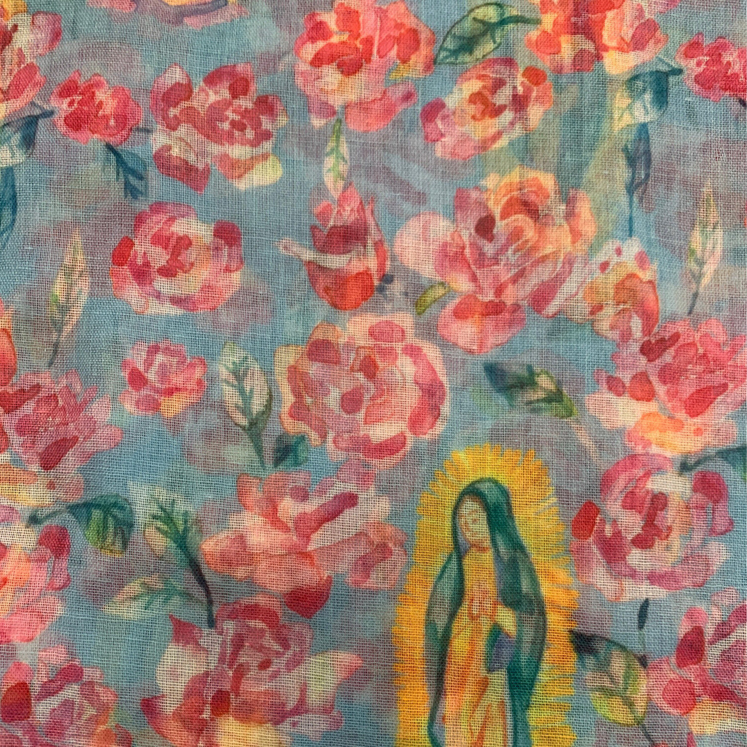 OL of Guadalupe Pink Roses Scarf