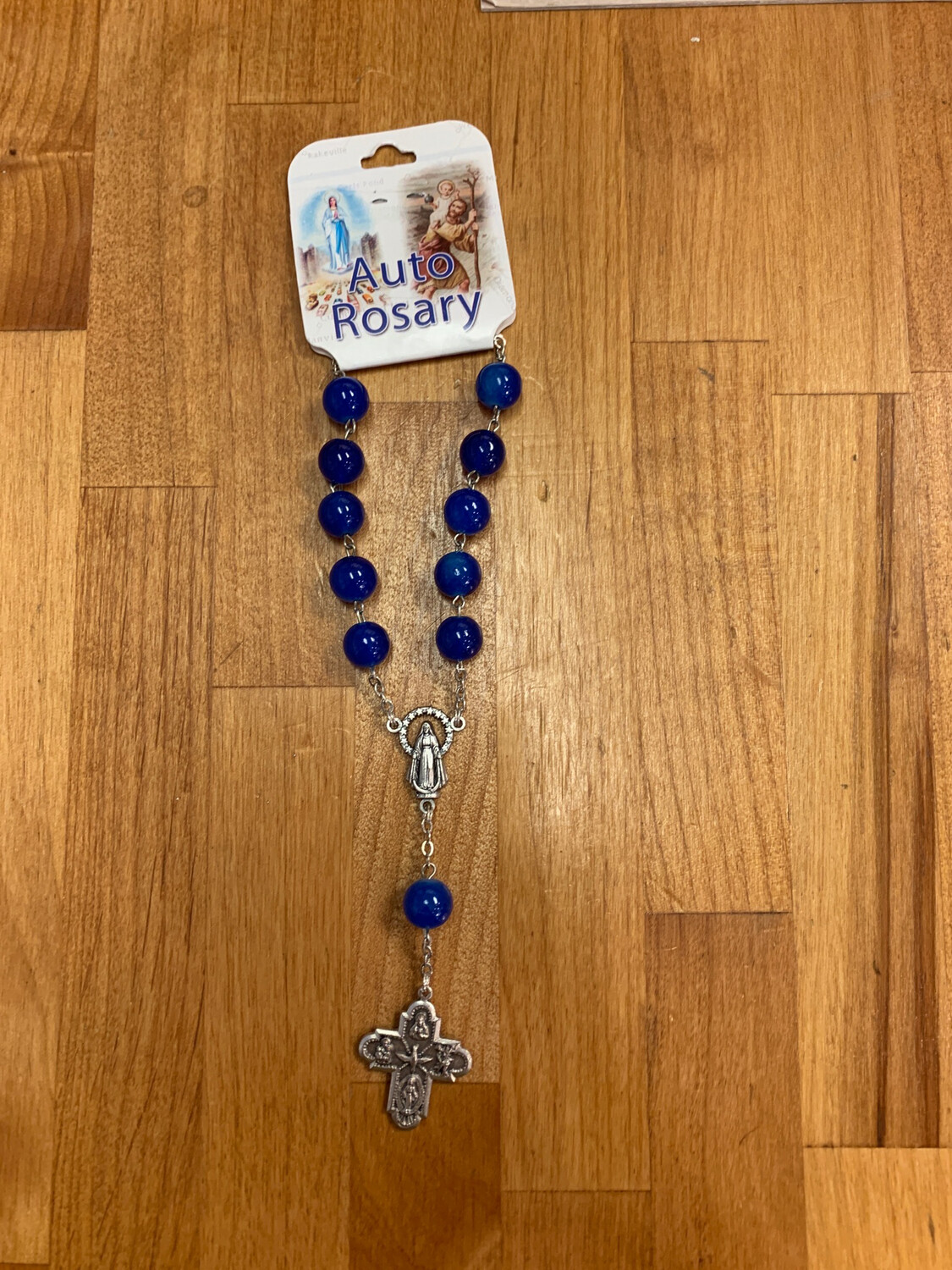 Our Lady Of Grace Auto Rosary Blue