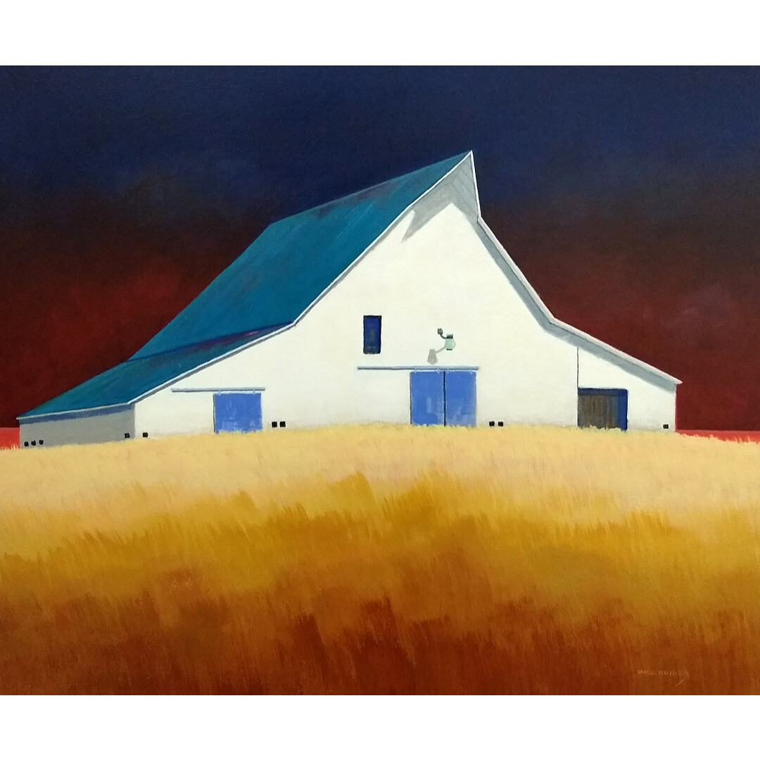 ​White Barn with Blue Doors