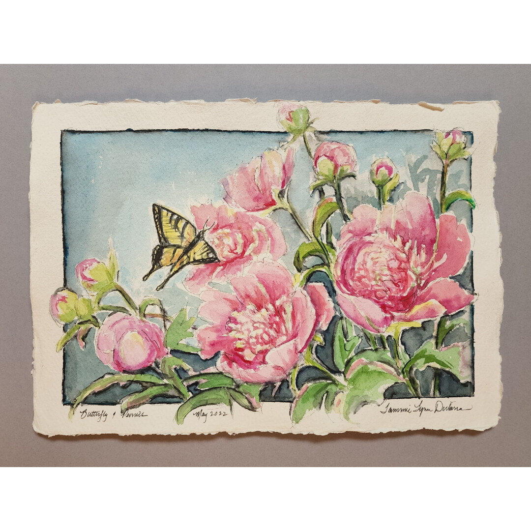 Butterfly and Peonies by Tammie Dickerson