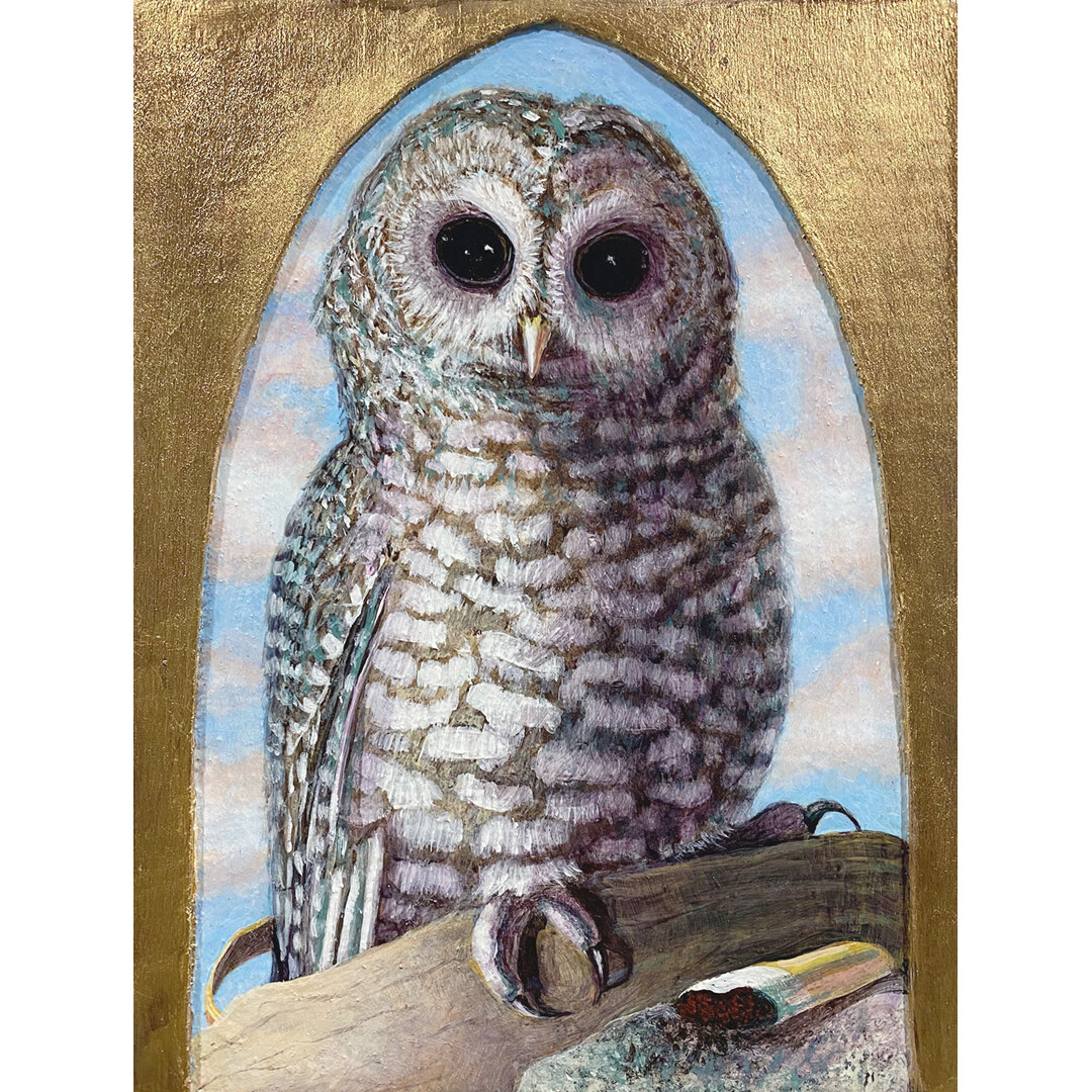 Spotted Owl with Cigarette by Lynette K. Henderson