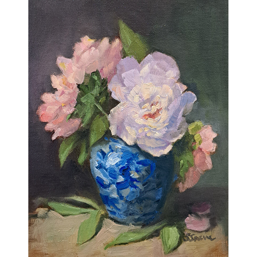 Delft and Peonies by Sissi Sneve-Schultze