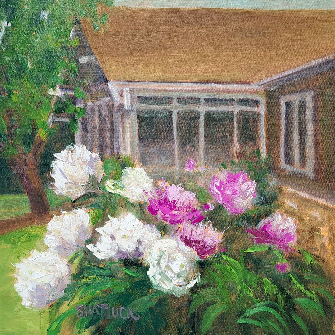 Backyard Peonies With Brookside Bungalow by Elizabeth Shattuck