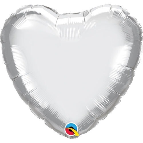 18 Inch Chrome Silver Heart Balloon