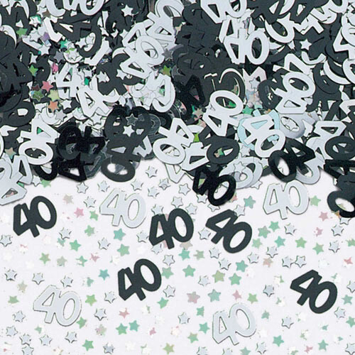 Black & Silver 40 Metallic Confetti (14G)