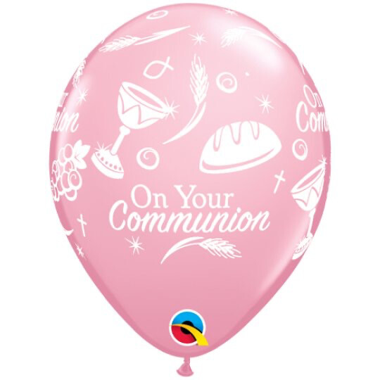 11 Inch Pink On Your Communion Latex Balloon