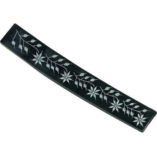 Black Flower Boat Style Incense Holder