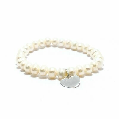 Pearl Silver Heart Bracelet