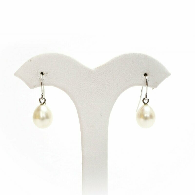 Pearl Silver Shepherds Hook Drop Earrings
